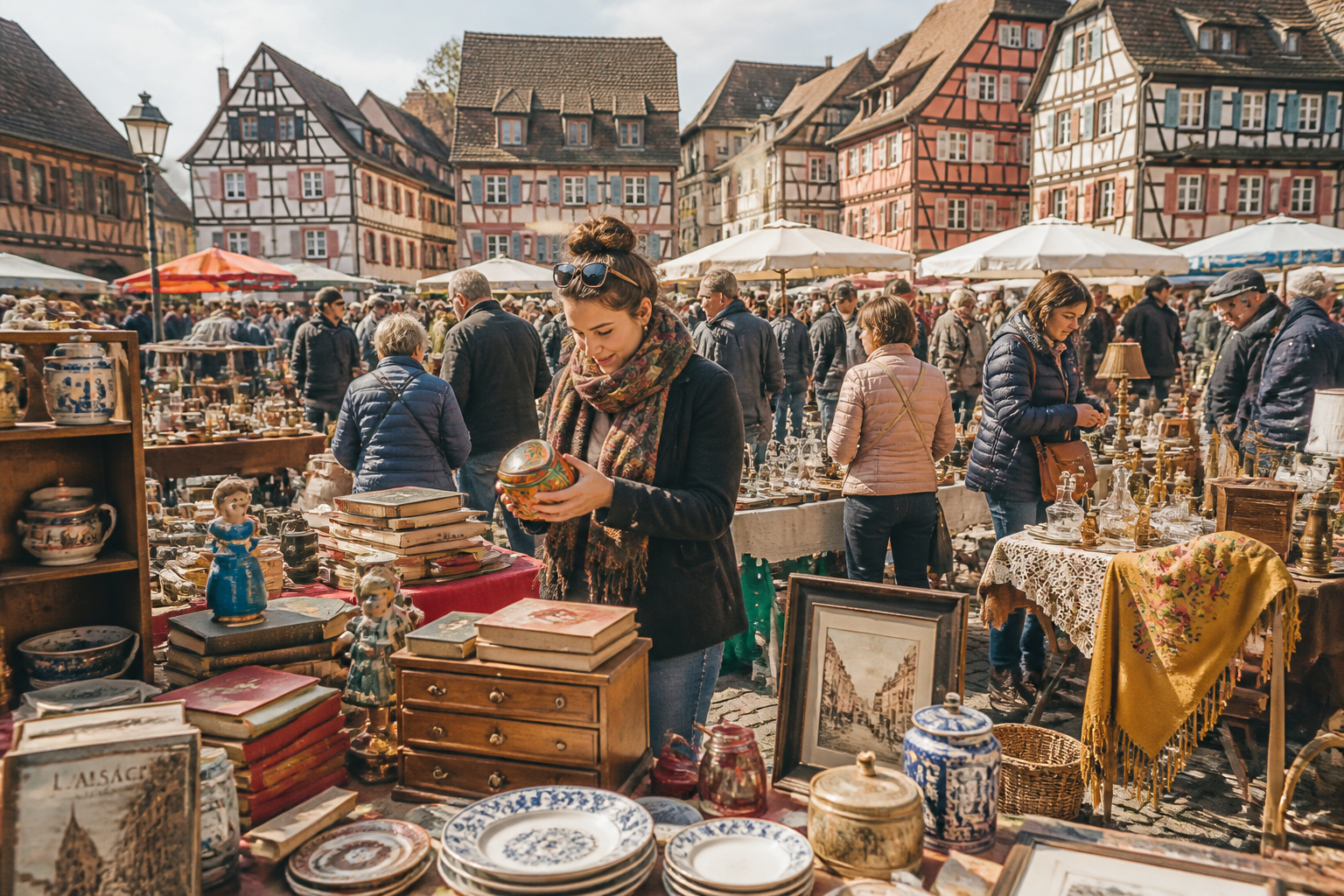 Marche aux puces alsacien anime