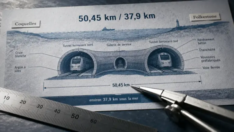 Le tunnel sous la Manche mesure 50,45 km, dont 37,9 km sous la mer